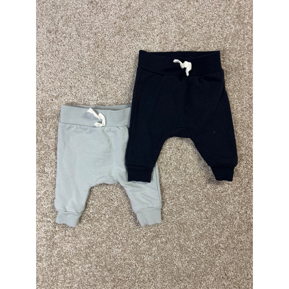 Gerber Baby Jogger Pants 2 Pack Navy Blue Sage Green Harem Trousers 0-3 Months